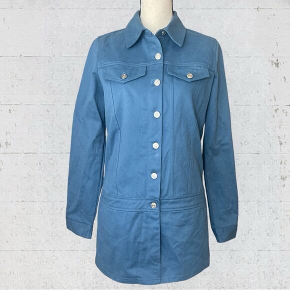 NWT Zara Button Front Mini Denim Utility Dress Blue Size Size Small - Picture 2 of 10